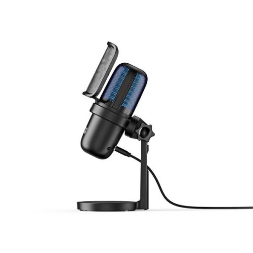 NEDIS GSMIC210BK RGB streaming asztali mikrofon, Használható: Asztali / Notebook, USB Type-A,  Be/Ki kapcsoló, szűrő