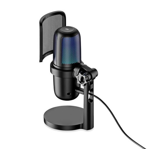 NEDIS GSMIC210BK RGB streaming asztali mikrofon, Használható: Asztali / Notebook, USB Type-A,  Be/Ki kapcsoló, szűrő