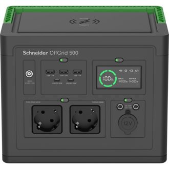   APC Schneider OFFGRID 500 hordozható akkumulátor állomás, 517Wh Lítium-ion, 2xSCHUKO, 3xUSB, 2x USB-C, Színuszos, LCD