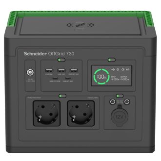   APC Schneider OFFGRID 730 hordozható akkumulátor állomás, 738Wh Lítium-ion, 2xSCHUKO, 3xUSB, 2x USB-C, Színuszos, LCD