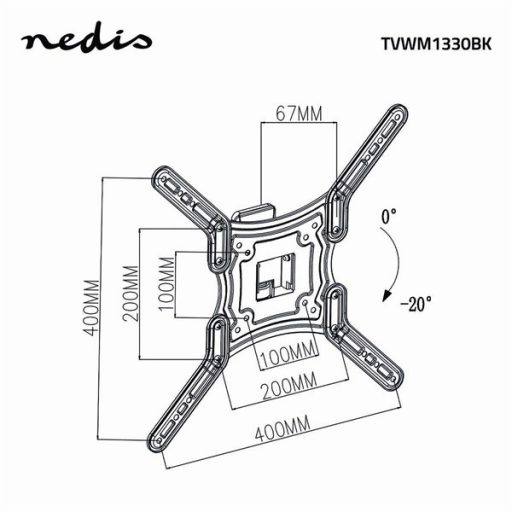 Nedis TVWM1330BK LCD TV / monitor fali tartó konzol 23 - 55 " Max. teherbírás: 30 kg, dönthető, forgatható
