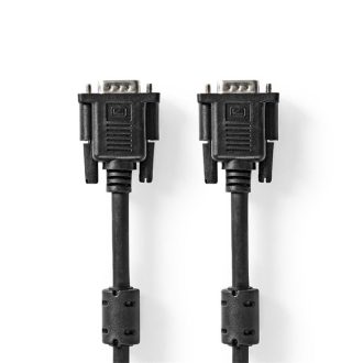   Nedis CCGL59000BK30, VGA kábel, VGA dugó Nikkelezett Maximális felbontás: 1280x768 3,00 m Kerek ABS Fekete