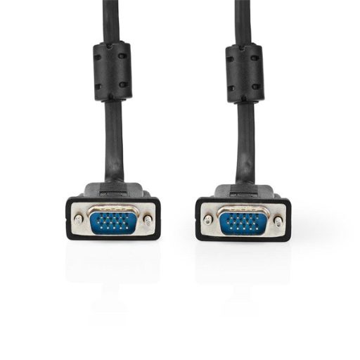 Nedis CCGL59000BK30, VGA kábel, VGA dugó Nikkelezett Maximális felbontás: 1280x768 3,00 m Kerek ABS Fekete