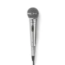 Nedis MPWD45GY dinamikus mikrofon, levehető kábel 5m, 80 Hz - 13 kHz 600 Ohm -72 dB Be/Ki kapcs.fém ezüst