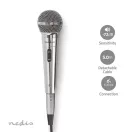 Nedis MPWD45GY dinamikus mikrofon, levehető kábel 5m, 80 Hz - 13 kHz 600 Ohm -72 dB Be/Ki kapcs.fém ezüst