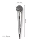 Nedis MPWD45GY dinamikus mikrofon, levehető kábel 5m, 80 Hz - 13 kHz 600 Ohm -72 dB Be/Ki kapcs.fém ezüst