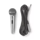 Nedis MPWD45GY dinamikus mikrofon, levehető kábel 5m, 80 Hz - 13 kHz 600 Ohm -72 dB Be/Ki kapcs.fém ezüst