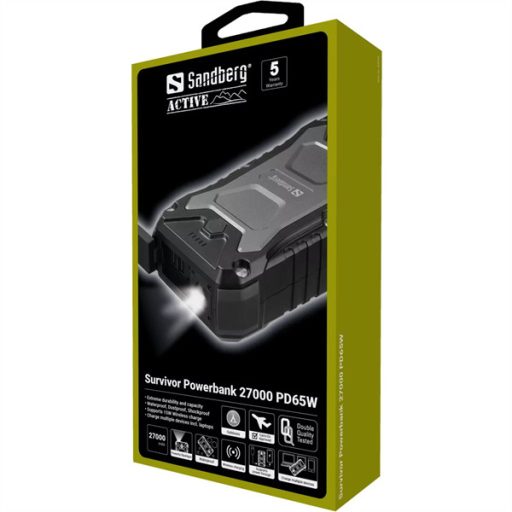 SANDBERG Hordozható akkumulátor, Survivor Powerbank 27000 PD65W