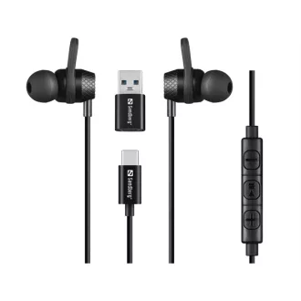 SANDBERG Fülhallgató, USB-C/A In-Earset with Line-Mic