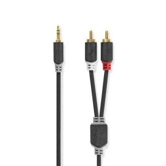   Nedis CABW22200AT10 sztereo audió kábel 3,5mm sztereo jack - 2x RCA,  Aranyozott,  1 m