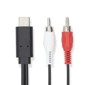   Nedis CCGL64240BK10 USB 3.2 Gen 1, USB-C kábel, USB C dugó - 2x RCA dugó, 1m