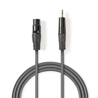   Nedis COTH15320GY10 félprofi audio kábel, 3,5mm sztero jack dugó - 3p XLR aljzat, hossz 1m, rugalmas