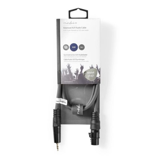 Nedis COTH15320GY10 félprofi audio kábel, 3,5mm sztero jack dugó - 3p XLR aljzat, hossz 1m, rugalmas
