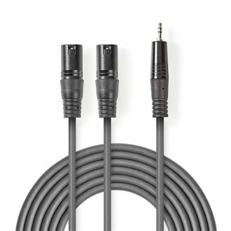   Nedis COTH15310GY15 félprofi XLR audio kábel, 2x XLR 3 tűs dugó | 3,5 mm sztereo jack dugó, 1,5m