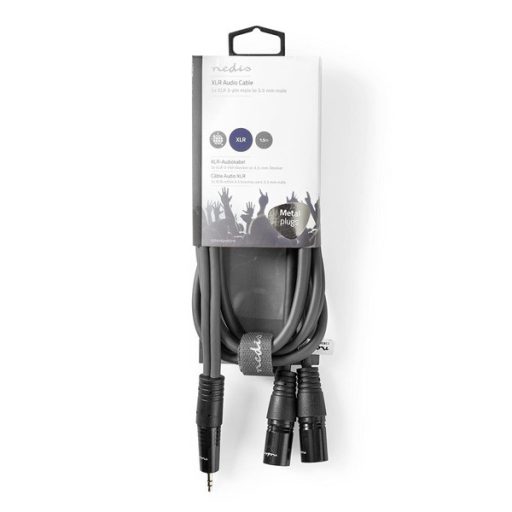 Nedis COTH15310GY15 félprofi XLR audio kábel, 2x XLR 3 tűs dugó | 3,5 mm sztereo jack dugó, 1,5m
