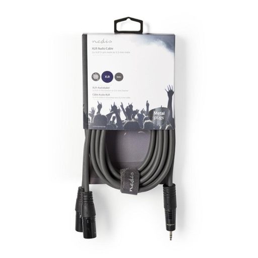 Nedis COTH15310GY30 félprofi XLR audio kábel, 2x XLR 3 tűs dugó | 3,5 mm sztereo jack dugó, 3m