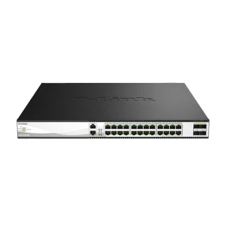   D-LINK Switch 24x10G(24xPOE) + 4x10G/25G SFP28 Fémházas, Menedzselhető, Rackes, DXS-3130-28P/E