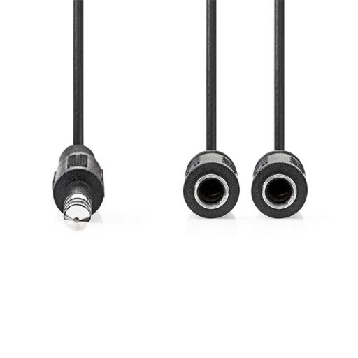 Nedis CCAGB23110BK02 sztereo audio kábel, 6,35 mm sztereo jack dugó - 2x 6,35 mm jack aljzat, 0,20m