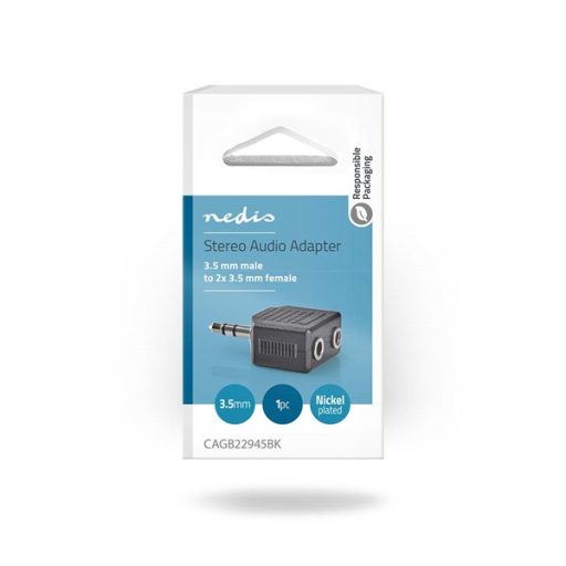 Nedis CAGB22945BK sztereo jack elosztó 3,5mm jack dugó - 2x 3,5mm jack aljzat