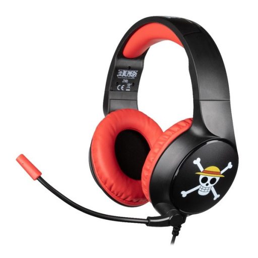 KONIX - ONE PIECE 2.0 Fejhallgató Vezetékes Gaming Stereo, Mikrofon, Fekete-Piros