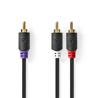   Nedis CABW24000AT30 RCA dugó - 2x RCA dugó,  mélynyomó kábel, 3m