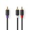Nedis CABW24000AT30 RCA dugó - 2x RCA dugó,  mélynyomó kábel, 3m