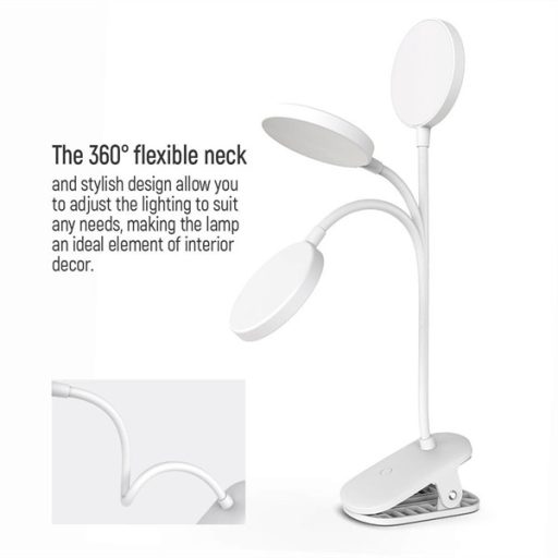 COLORWAY Asztali LED lámpa, Flexible & Clip 2 beépített akkumulátorral Fehér (CW-DL10FCB-W)