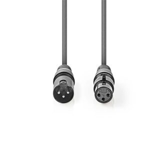   Nedis  COTG15010GY100  XLR 3 tűs dugó | XLR 3 tűs aljzat, 10m