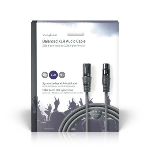Nedis  COTG15010GY100  XLR 3 tűs dugó | XLR 3 tűs aljzat, 10m