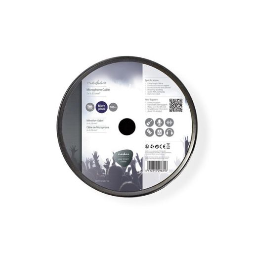 Nedis COTR15010GY100 mikrofon kábel 2 x 0,23 mm2 | Réz | 100 m