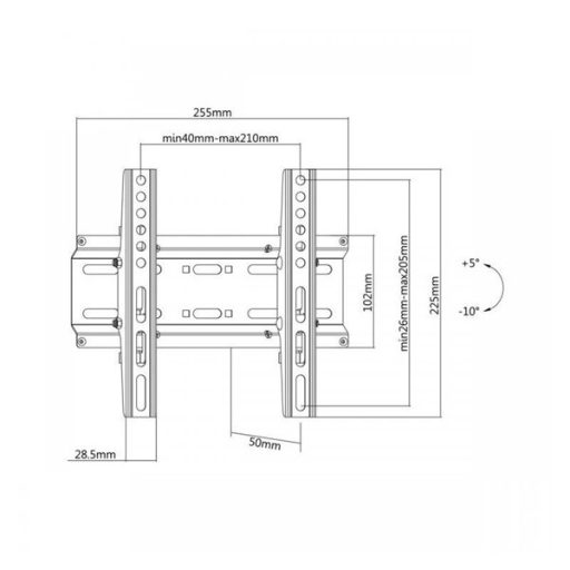 SBOX PLB-2522T-2 Fali konzol,dönthető,23-43 (58-109cm),45Kg,VESAmax:200x200
