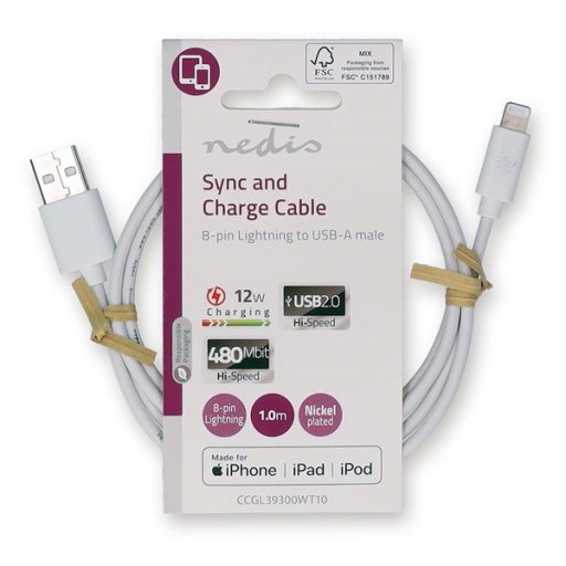 Nedis CCGL39300WT10 USB 2.0 | Apple Lightning 8-Pin kábel MFI engedélyes Apple chipkészlettel