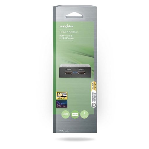 Nedis VSPL3472AT HDMI splitter, 1 x HDMI be - 2 x HDMI ki, 4K@60Hz