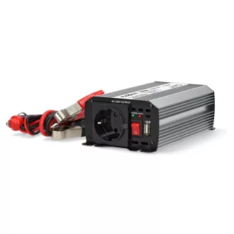   Nedis PIM30012FGY 12V DC - 230V AC inverter, 300W, csatlakozás: szivargyújtós, akku csipesz