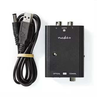   Nedis ACON2508BK, analóg - digitális audio konverter, 2x RCA bemenet - digitális koax / toslink kimenet