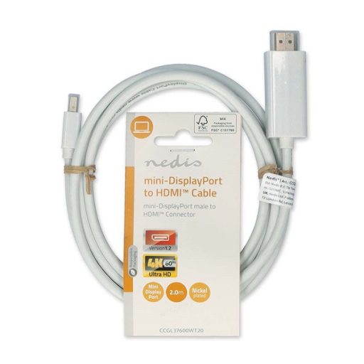 Nedis CCGL37600WT20 mini Displayport1.2 kábel, mini Display port dugó - HDMI dugó, 1080p, 2m