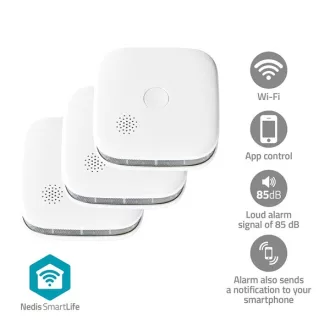   Nedis WWIFIDS21WT3 WIFI füst érzékelő EN 14604, Érzékelő életciklusa: 10 év, 3db/csomag