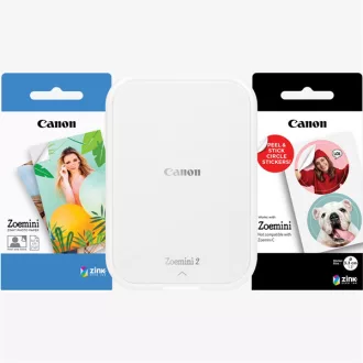   CANON Mobil fotónyomtató, ZINK, ZOEMINI 2 WiFi,  317x500 dpi, gyöngyházfehér, + fotópapír csomag