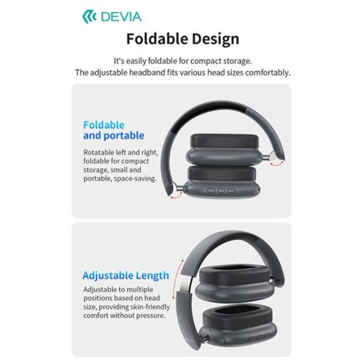 Devia EarBass Pro2 ANC Bluetooth sztereó fejhallgató beépített mikrofonnal - ezüst