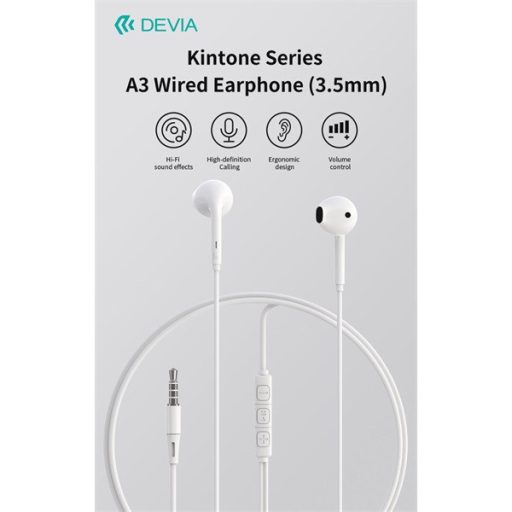 Devia Kintone A3 In-Ear sztereó fülhallgató - 3,5mm jack - fehér