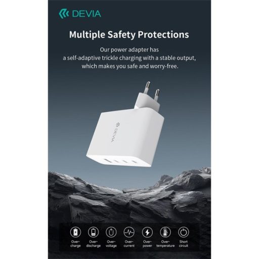 Devia Extreme Speed Series 100W GaN PD hálózati gyorstöltő adapter USB+3xType-C - fehér
