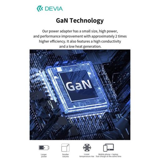 Devia Smart Series 30W GaN PD+QC hálózati gyorstöltő adapter + Type-C/Lightning kábel - fehér