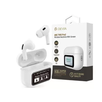  Devia TWS-Pro2 with Screen ANC Bluetooth sztereó headset - fehér