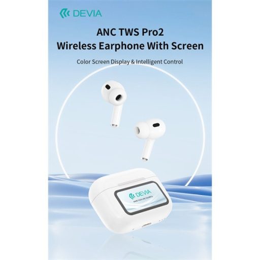 Devia TWS-Pro2 with Screen ANC Bluetooth sztereó headset - fehér