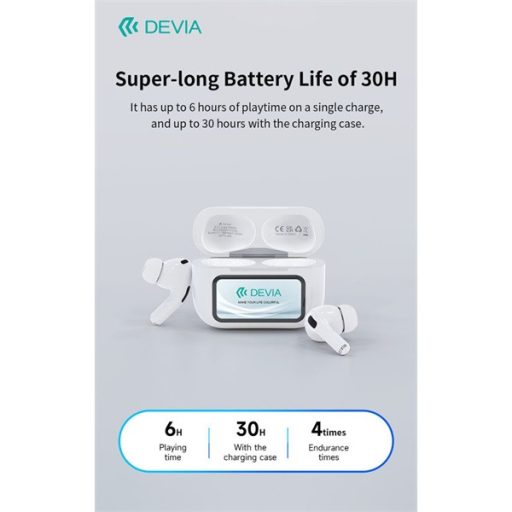 Devia TWS-Pro2 with Screen ANC Bluetooth sztereó headset - fehér