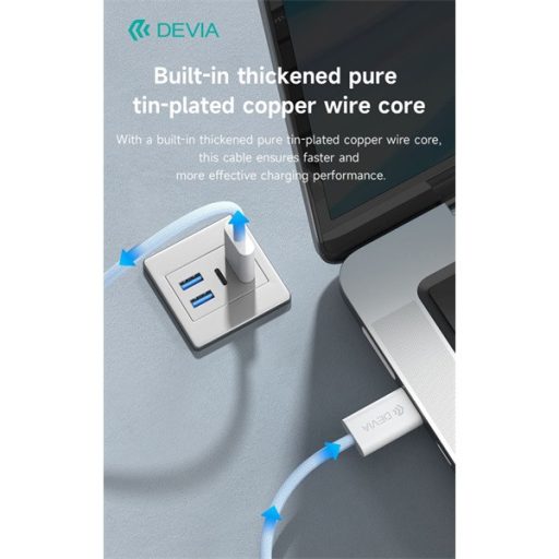 Devia Smart Series Woven 60W PD Type-C/Type-C adat- és töltőkábel 1m - pink