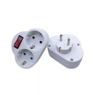   BLACKBIRD Hálózati Dugalj elosztó 250V, Max:3680W 2x16A/250V GZBK02 gyerekvédelem + kapcsoló, Fehér