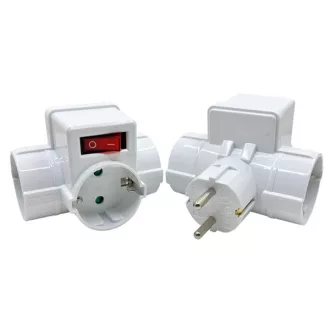   BLACKBIRD Hálózati Dugalj elosztó 250V, Max:3680W 3x16A/250V SQ-GBK-01/03T gyerekvédelem + kapcsoló, Fehér