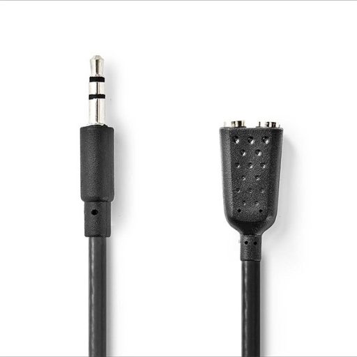 Nedis CAGB22100BK02 sztereo audio kábel, 3,5 mm sztereo jack dugó - 2x 3,5 mm jack aljzat, 0,20m