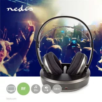   Nedis HPRF210BK rádiófrekvenciás vezeték nélküli RF fejhallgató, akkumulátoros